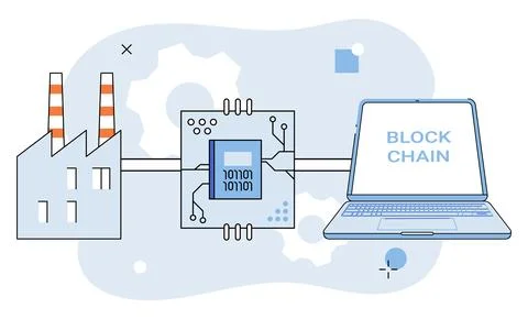 Blockchain industry. The internet things IoT and blockchain dance in ballet Stock Illustration