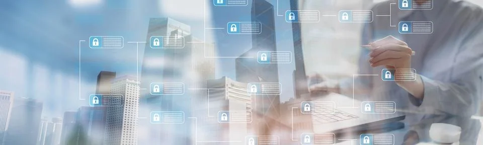 Blockchain Integration for Mobile Data Security and Encrypted Connections Fotos Stock