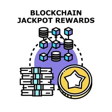 Blockchain jackpot rewards distribution concept Stock Illustration