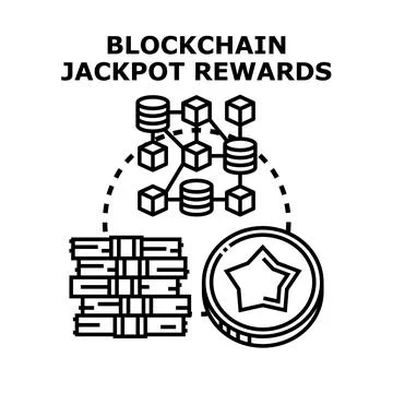 Blockchain jackpot rewards distribution concept Stock Illustration