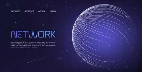 Blockchain landing page. Digital technology. Network connect. Big data. World イラスト素材