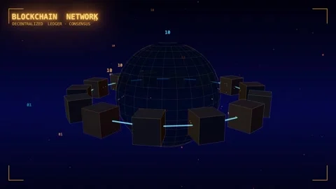 Blockchain ledger block ring orbit 스톡 동영상 339994188