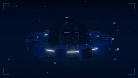 Blockchain ledger block ring orbit Stock Footage 340019235