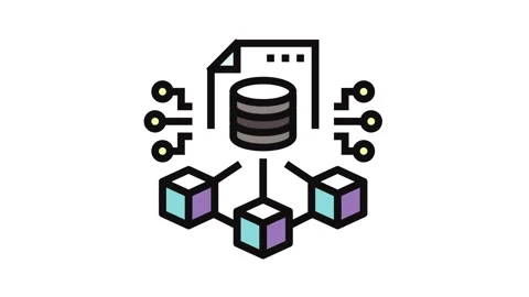 Blockchain ledger cryptocurrency mining color icon animation Stock Footage 326109574