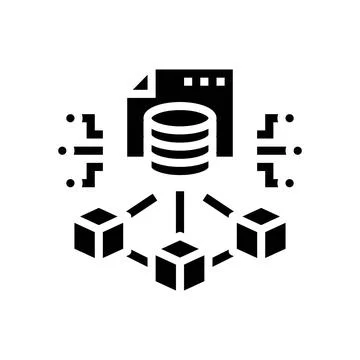 Blockchain ledger cryptocurrency mining glyph icon vector illustration Stock Illustration