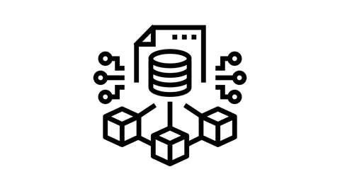 Blockchain ledger cryptocurrency mining line icon animation Stock Footage 326126898