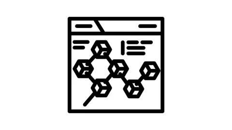 Blockchain ledger cryptocurrency mining line icon animation Stock Footage 326753223