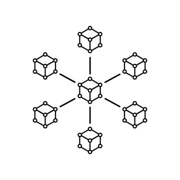 Blockchain line icon. Cryptocurrency data. Vector illustration. Stock Illustration