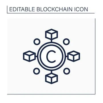 Blockchain line icon Stock Illustration