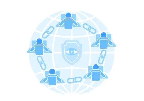 Blockchain link sign connection flat design. Internet technology chain icon イラスト素材