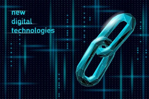 Blockchain link sign low poly design. Internet technology chain icon triangle 스톡 일러스트