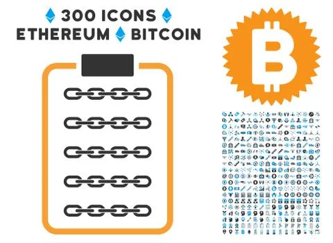 Blockchain List Page Flat Icon with Set Ilustração Stock