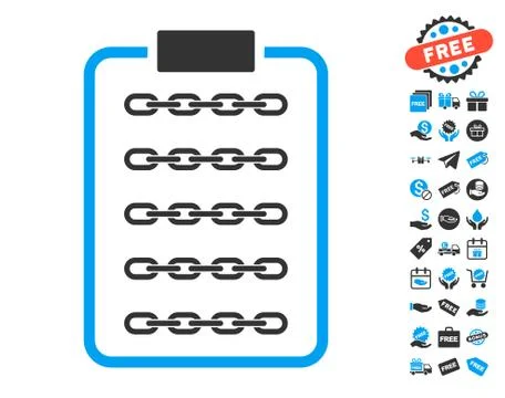 Blockchain List Page Icon with Free Bonus Ilustração Stock