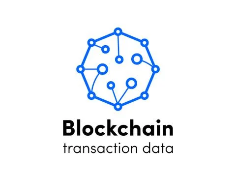 Blockchain logo. Cloud cryptocurrency service logo for bitcoin or etherium in Ilustração Stock