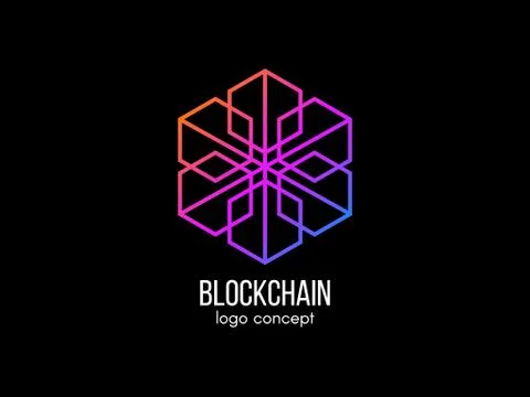 Blockchain logo concept. Modern technology design. Color cube logotype Stock Illustration