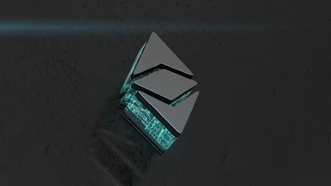 Blockchain logo Ethereum. internal information processes. minimalistic design Stock Footage 83715939