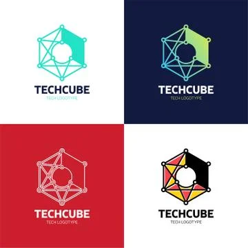 Blockchain Logo Template. Technology Vector Design. Cryptocurrency Hexagon Il Stock Illustration