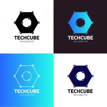 Blockchain Logo Template. Technology Vector Design. Cryptocurrency Hexagon Il Stock Illustration