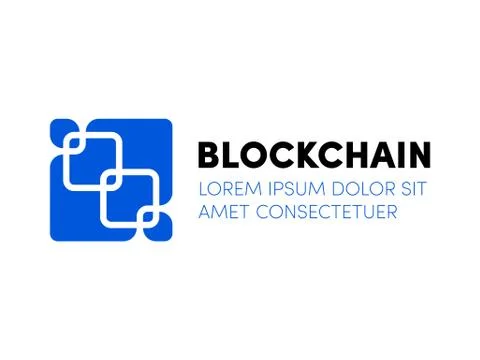 Blockchain logo vector chained block icon Illustrazione stock