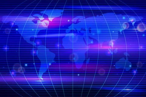 Blockchain Map of World with Countries Vector Stock Illustration