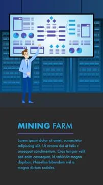 Blockchain Mining Farm. Crypto Coin Analysis Stock Illustration