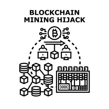 Blockchain mining hijack vector concept illustration Ilustración de archivo