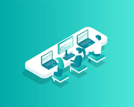 Blockchain Mining Seminar Vector Illustration Illustrazione stock