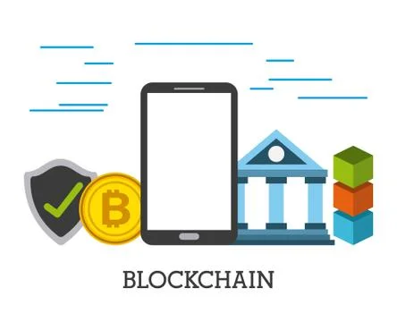 Blockchain mobile bank bitcoin security protection 스톡 일러스트