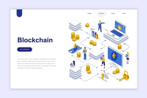 Blockchain modern flat design isometric Stock Illustration