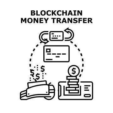 Blockchain money transfer concept vector illustration Stock Illustration