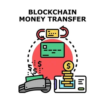 Blockchain money transfer concept vector illustration Stock Illustration
