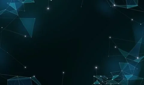 Blockchain network. Abstract connected dots on black background Stockillustratie