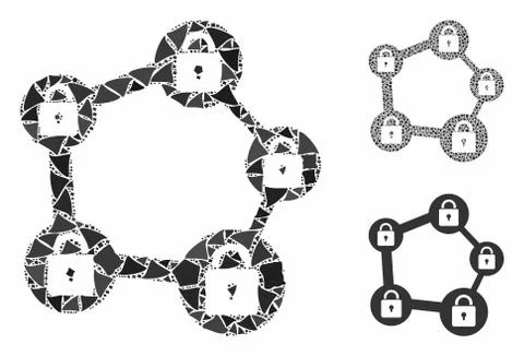 Blockchain network Composition Icon of Ragged Elements 스톡 일러스트