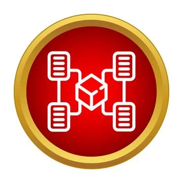 Blockchain network concept with connected data blocks icon Illustrazione stock