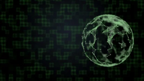 Blockchain network concept. Network of abstract elements with codified Stock Footage 121930260