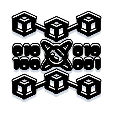 Blockchain network connecting data with binary code Stockillustratie