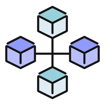 Blockchain network connecting data blocks for secure digital exchange Stock Illustration