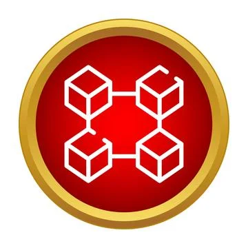 Blockchain network connecting digital data cubes icon Illustrazione stock