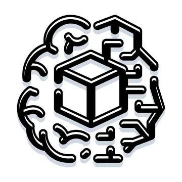 Blockchain network connecting distributed data cubes Stock Illustration