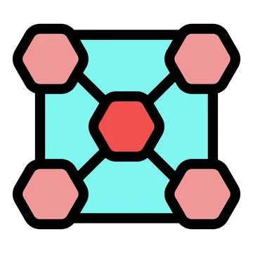 Blockchain network connecting hexagonal nodes representing decentralized syst Stock Illustration