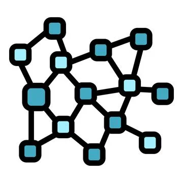 Blockchain network connecting squares with lines in a digital web 스톡 일러스트