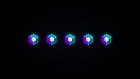 Blockchain network connection animation with glowing neon data blocks and d.. Stock Footage 344862055