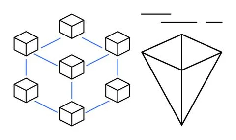 Blockchain Network Connectivity with Hierarchical Structure in Minimalist V.. Stock Illustration
