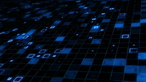 Blockchain network data in a matrix grid loop Stock Footage 160984116