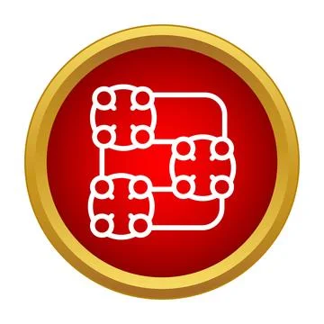 Blockchain network distributing data in a red icon Illustrazione stock