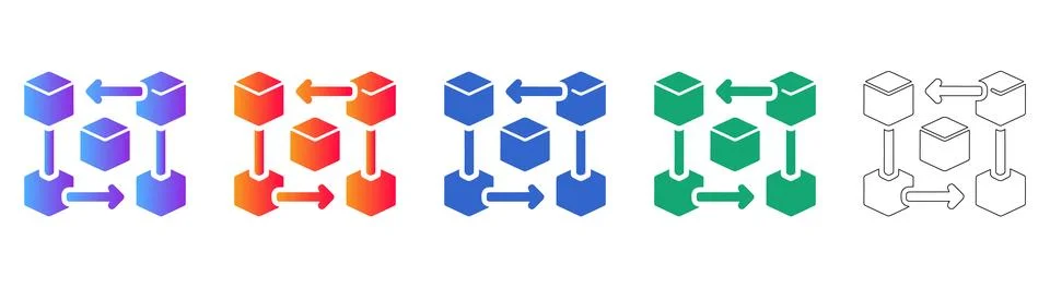 Blockchain Network Exchange Icons Stock Illustration