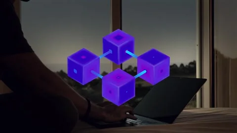 Blockchain Network Icon Stock Footage 297465438