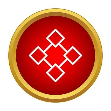 Blockchain network icon showing a decentralized system structure Stock Illustration