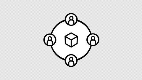 Blockchain Network Icon on transparent background, decentralized data connection Stock Footage 345259747