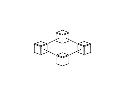 Blockchain, network icon. Vector illustration. Flat design. 스톡 일러스트